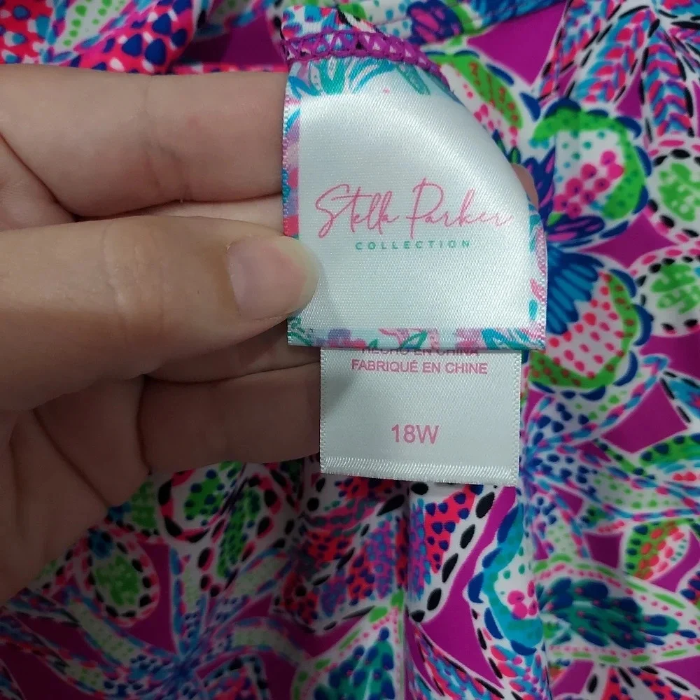 NWT Stella Parker Collection Plus Size Multicolor Floral Two Piece Swim Size 18W